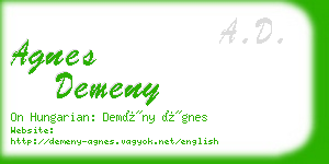 agnes demeny business card